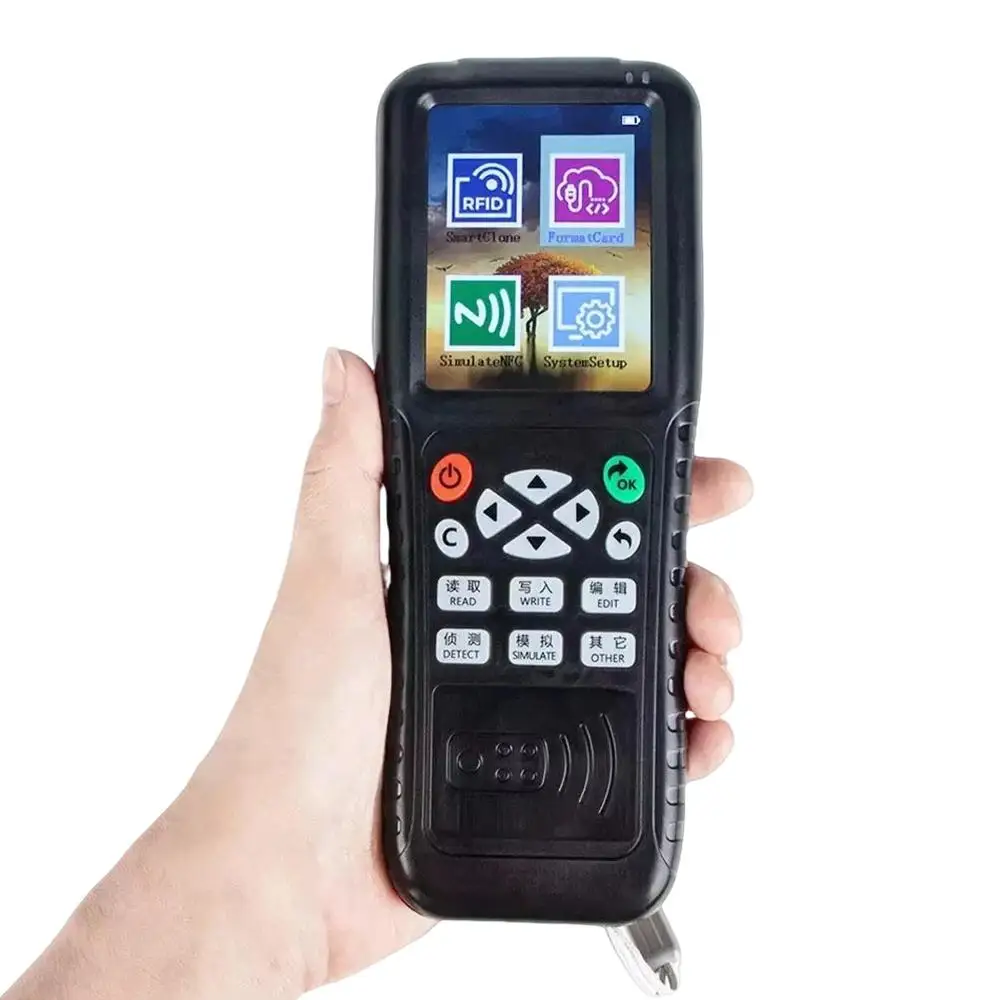 Nfc rfid duplicador icopia x100 programador de descriptografia avançada copiadora escritor 13.56mhz 125khz usb chave criptografada com voz