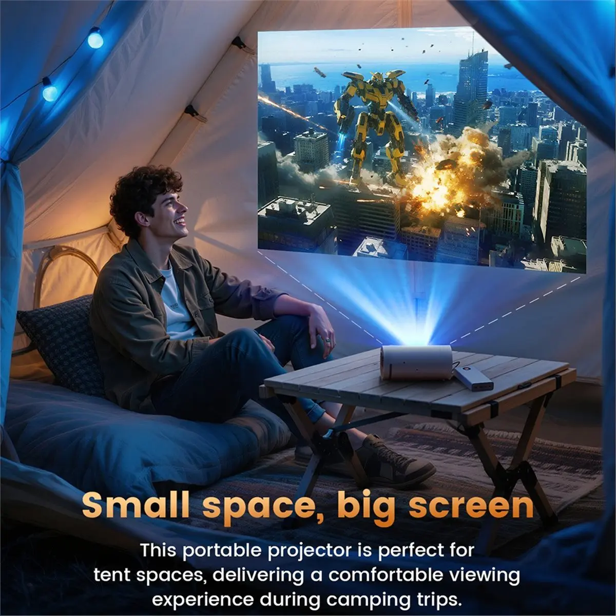 A73T Q8 Mini Android 13 WIFI 6 4K Aluminum Portable Cinema Home Outdoor Projector Supports Power Bank Charging EU Plug
