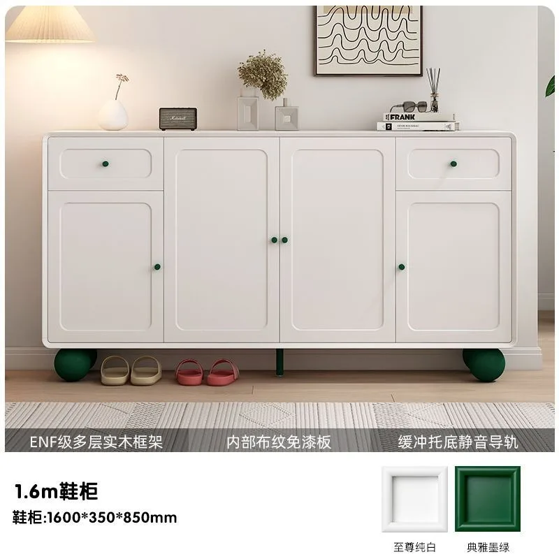 Multi-layer shoe cabinet at the door of the home, integrated with large-capacity solid wood shoe storage cabinet