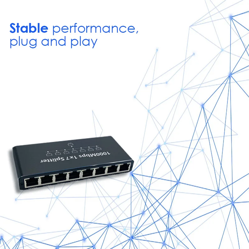 Adattatore splitter Gigabit Ethernet 1x7 1000M RJ45 LAN 1 ingresso 7 uscite 1000Mbps Dock connettore per computer/router/set-top box/smart TV