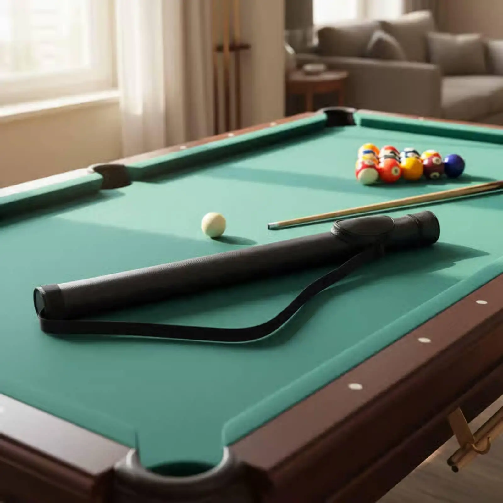 Protective Billiard Cue Case Hard Shell Leatherette Cover with Interior Dividers for One Butt One Shaft Portable Pool Cue Bag