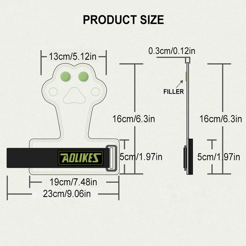 Aolikes-滑り止めウェイトリフティングジムグローブ、パームプロテクションパッド、パームラップ、グリップ、ジム、クロスフィット、ウェイト、パワー、強度