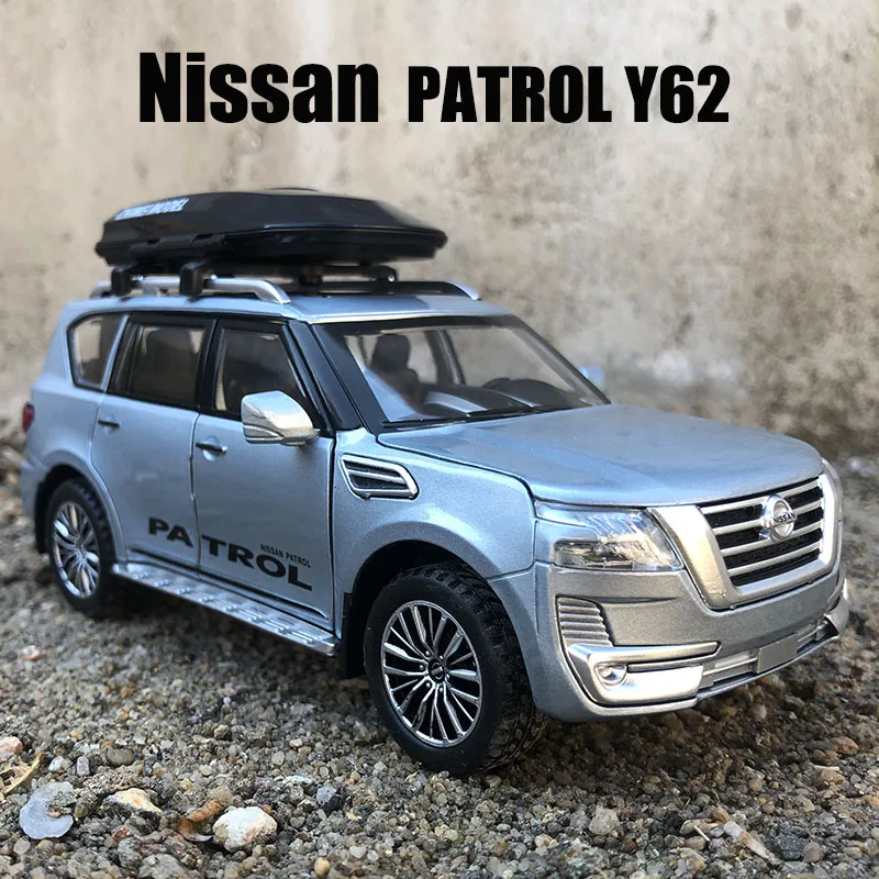 

1:32 Nisssan PATROL Y62 Car Model Diecast Alloy Car Travel Rack Sound Light Pull Back Collection Toy Car For Children Christmas