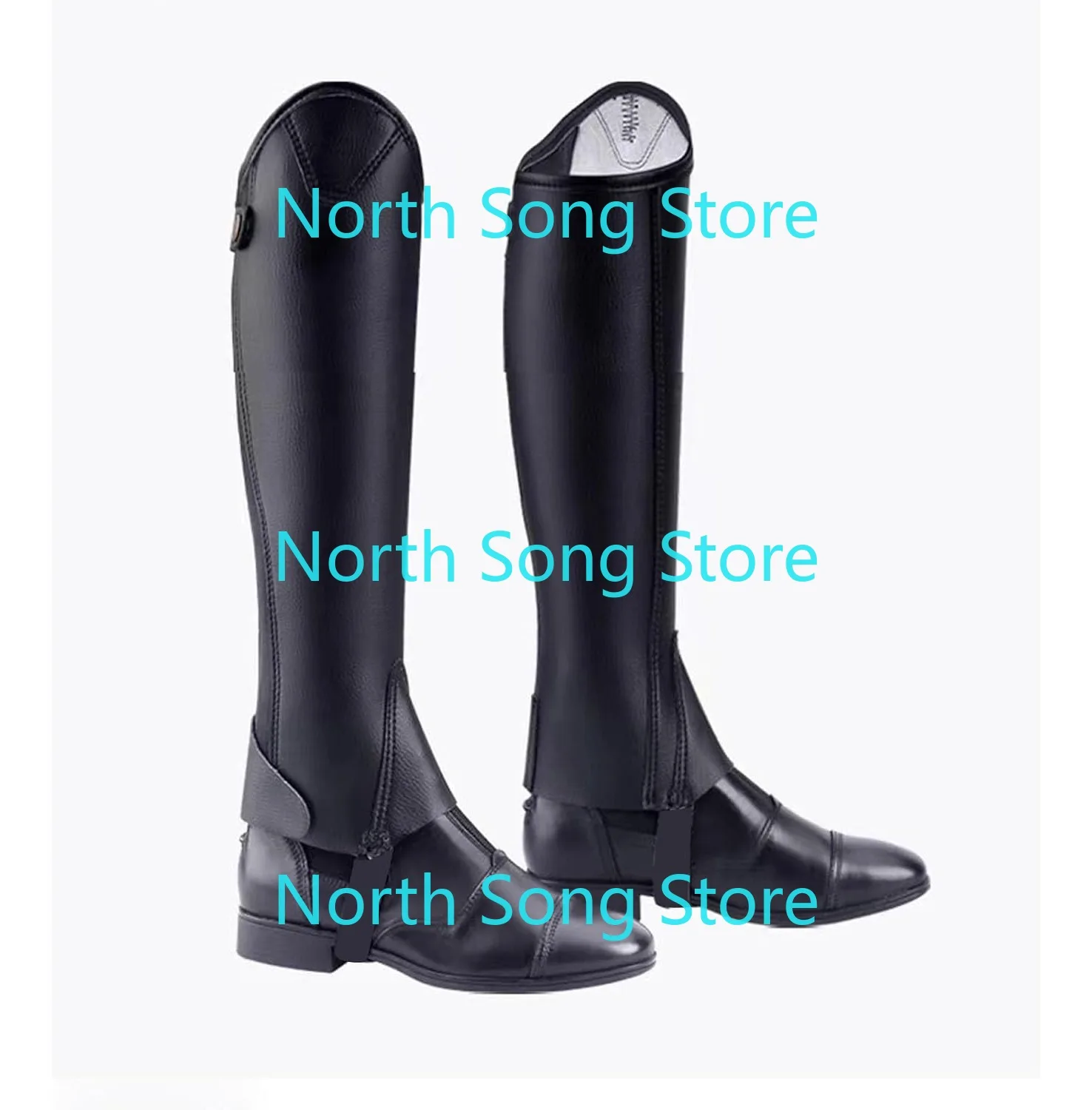 2PCS Unisex Soft Leather Equestrian Kids Half Chap for Horseback Riding,Equestrian Half Chap for Kids Protective Leg Guard Tool