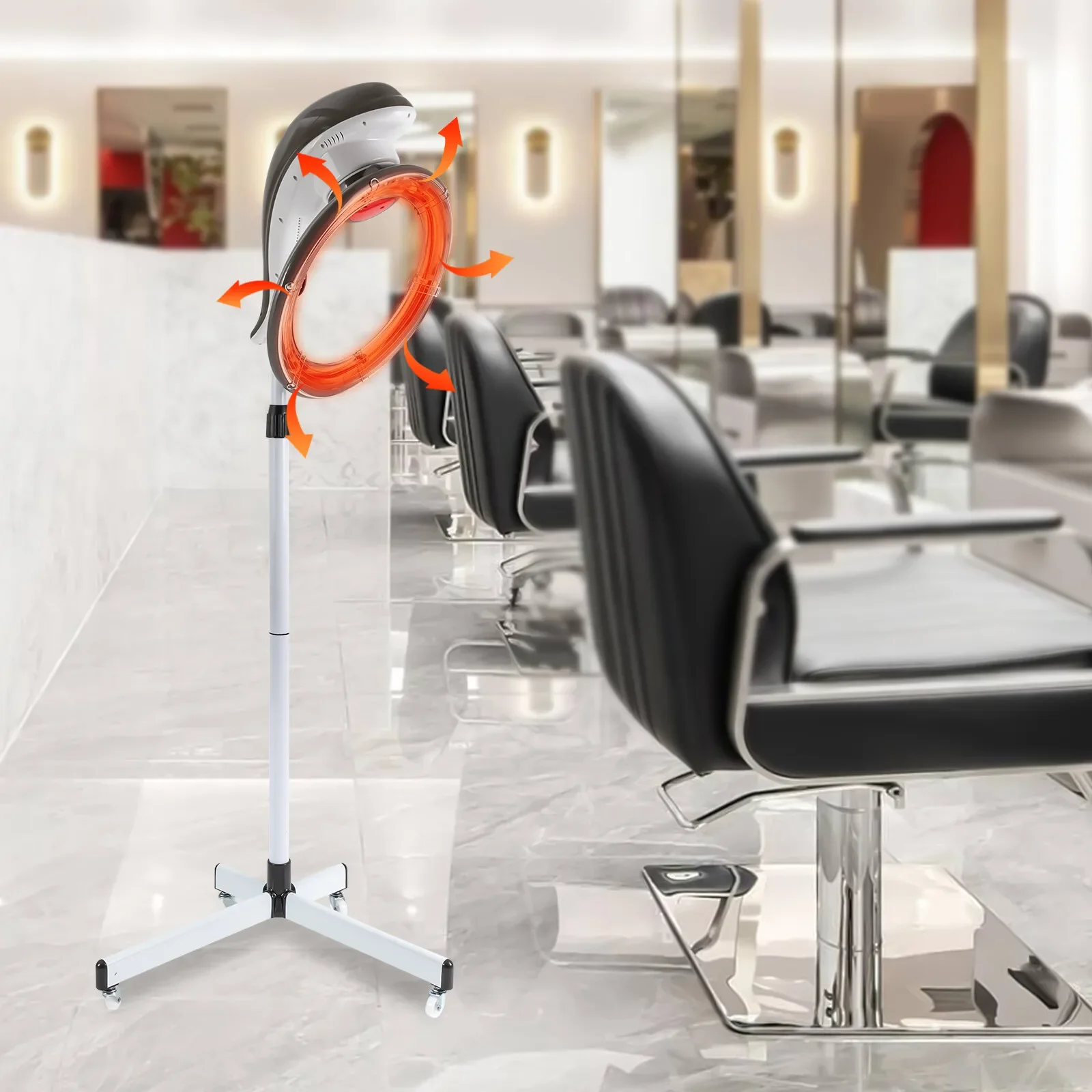 

Flexible Hair Care Machine 53.15-65.75In Height & 360° Rotatable Ring, Universal Wheels For Free Movement