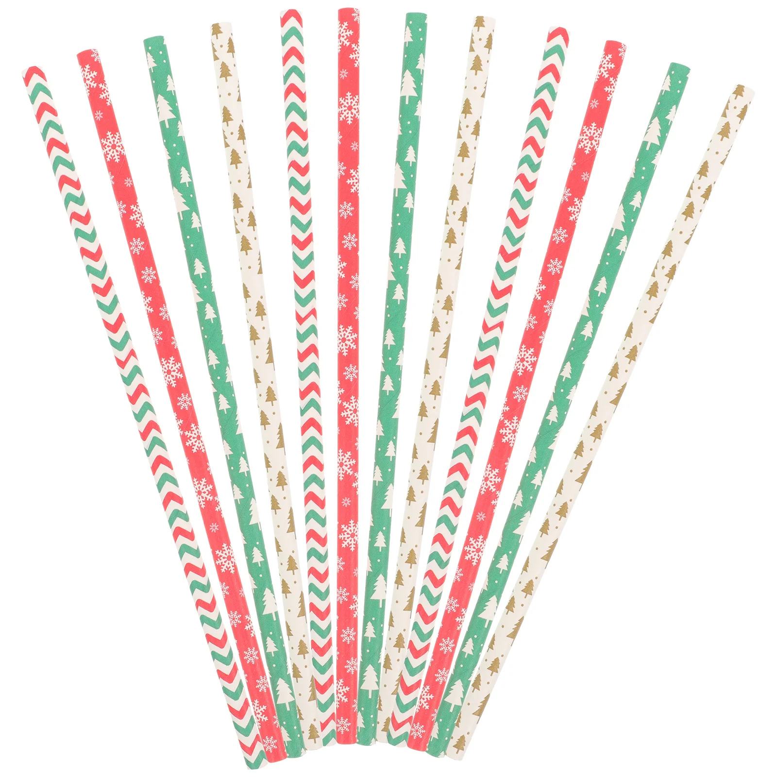 200Pcs Christmas Tree Snowflake Paper Straws Party Supplies Xmas Drinking Straws Festival Straw Party Supplies