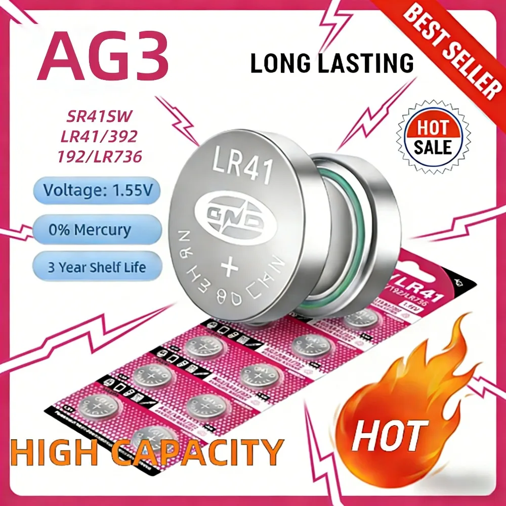 

2-50PCS LR41 AG3 1.55V Alkaline Battery, L736 392 384 192 Button Cell for Watches Medical Devices