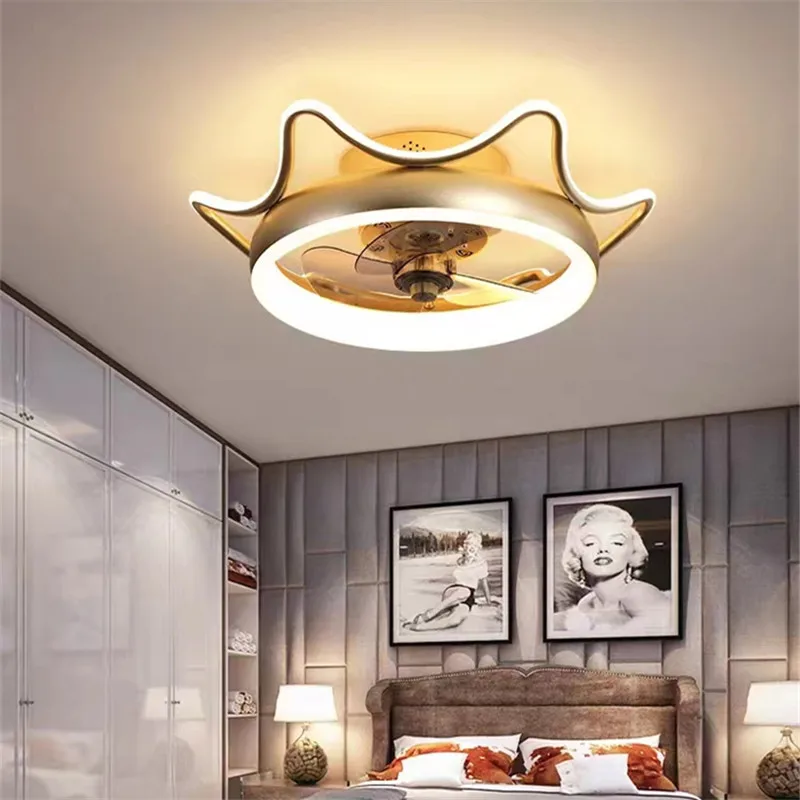 

Modern gold ceiling fan with light Intelligent LED ceiling light kids With Remote Control Dimmable For living room luxury lights