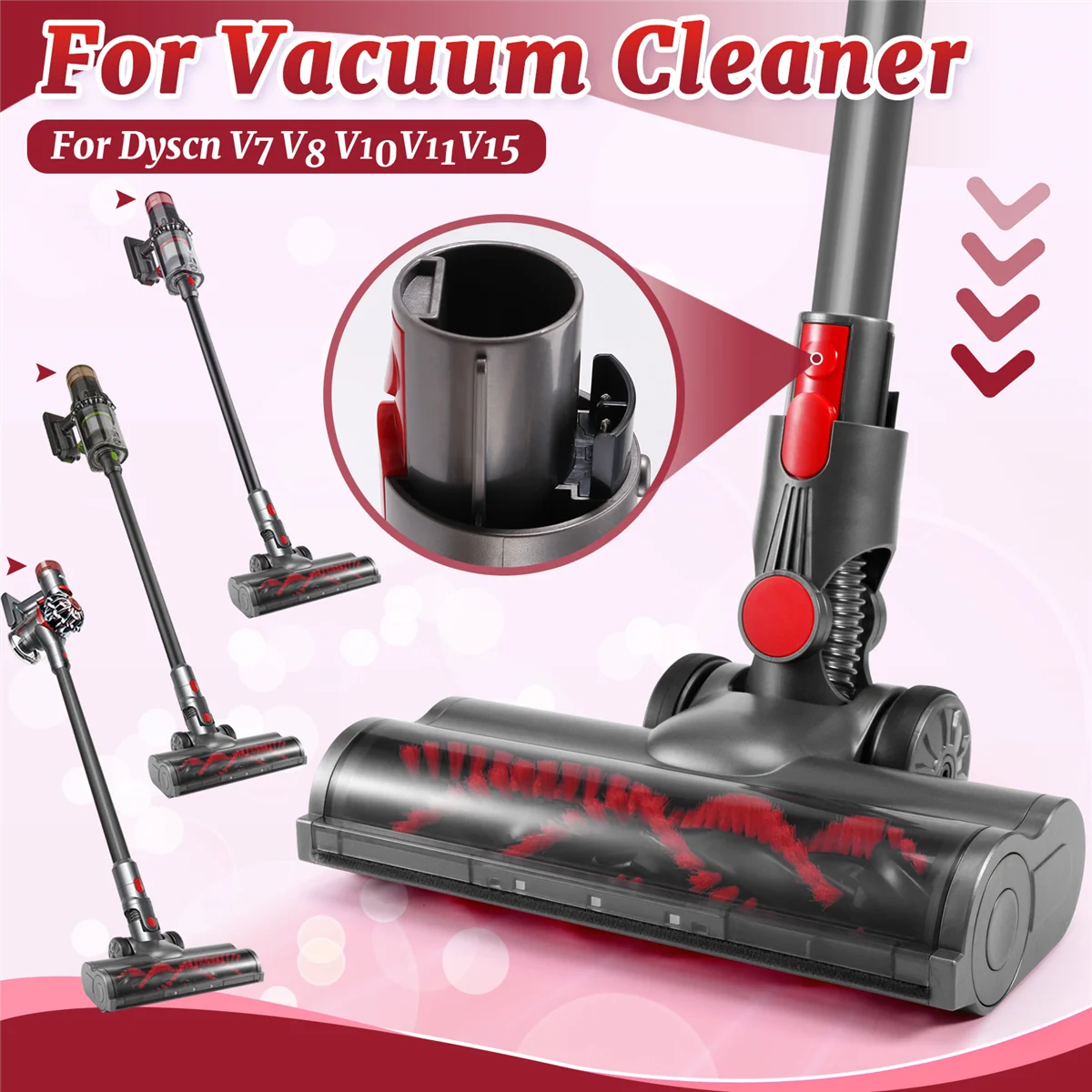 Turbine Brush Head for Dyson V7 V8 V10 V11 V15 Vacuum Cleaner Floor Attachment with LED Headlights