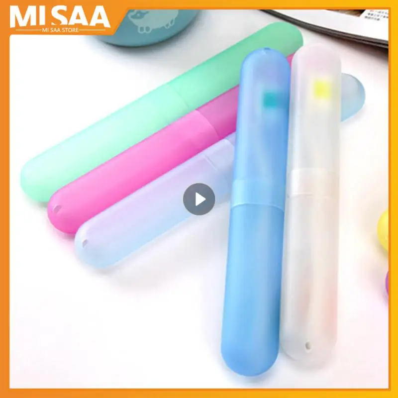 Mulitcolor Plastic Toothbrush Case Reusable Case Portable Travel Hiking Camping Toothbrush Holder Case Household Supplies