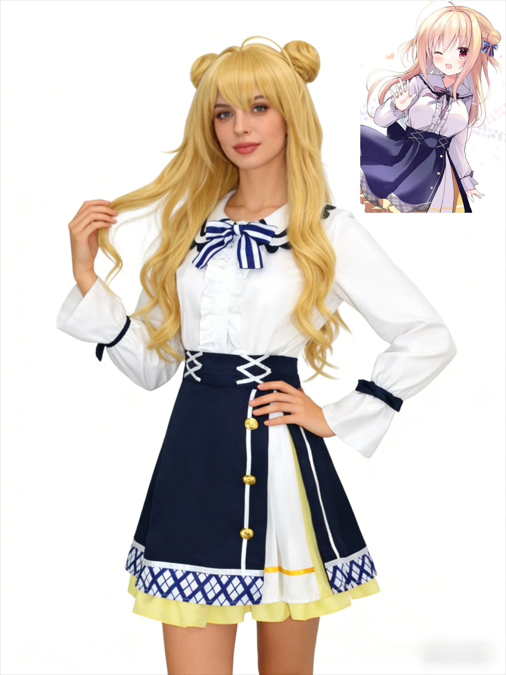 

Hamidashi Creative Game Izumi Hiyori Cosplay Child Star with Costume Cosplay Animated Sailor Suit Women's Role-playing Costume