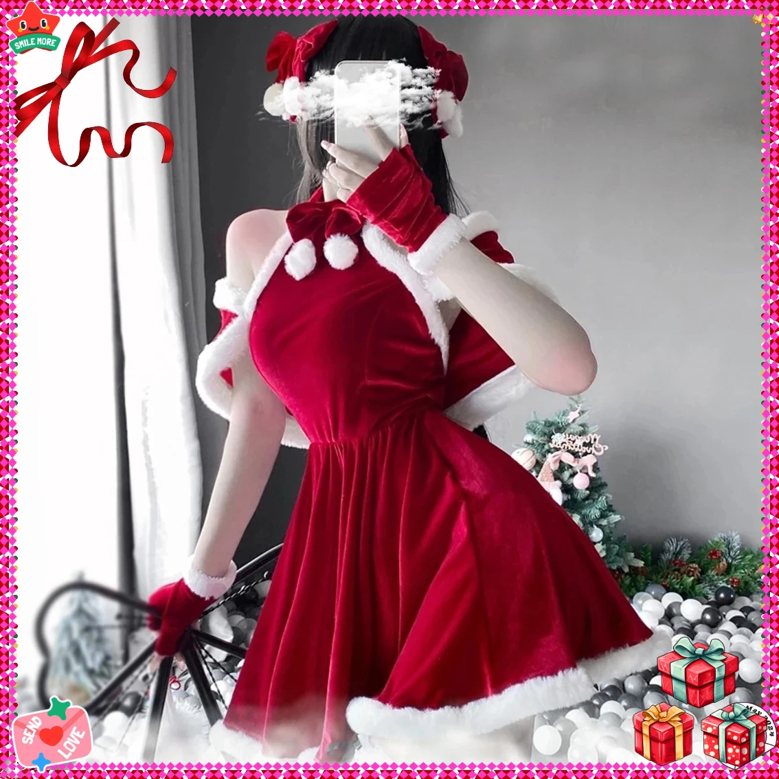 

Модная рождественская женская одежда-сексуальные женские рождественские наряды, костюм для ролевых игр, нижнее белье, зимнее красное платье, униформа для косплея