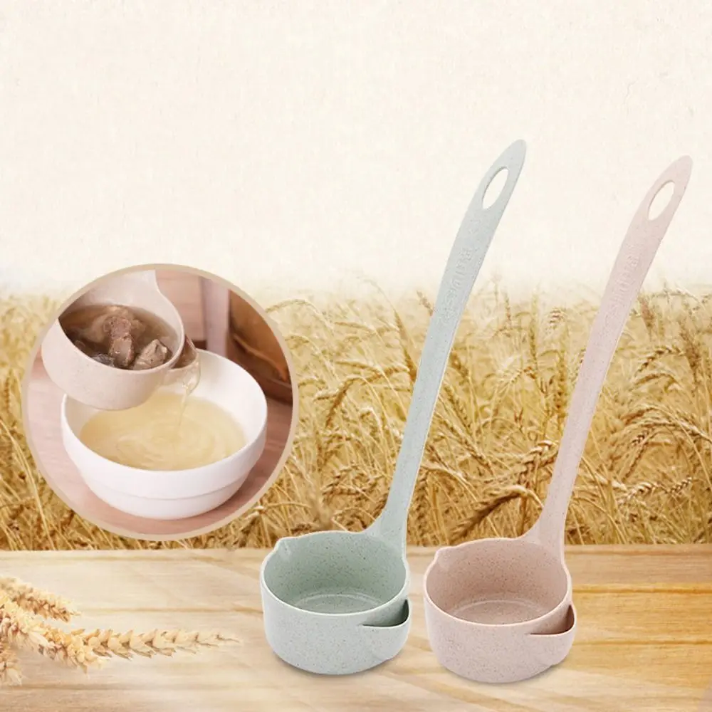 Handle Soup Spoon Soup Oil Separator Spoon Colander Spoon Filter Grease Spoon Wheat Straw Kitchen Gadgets Tableware Spoon