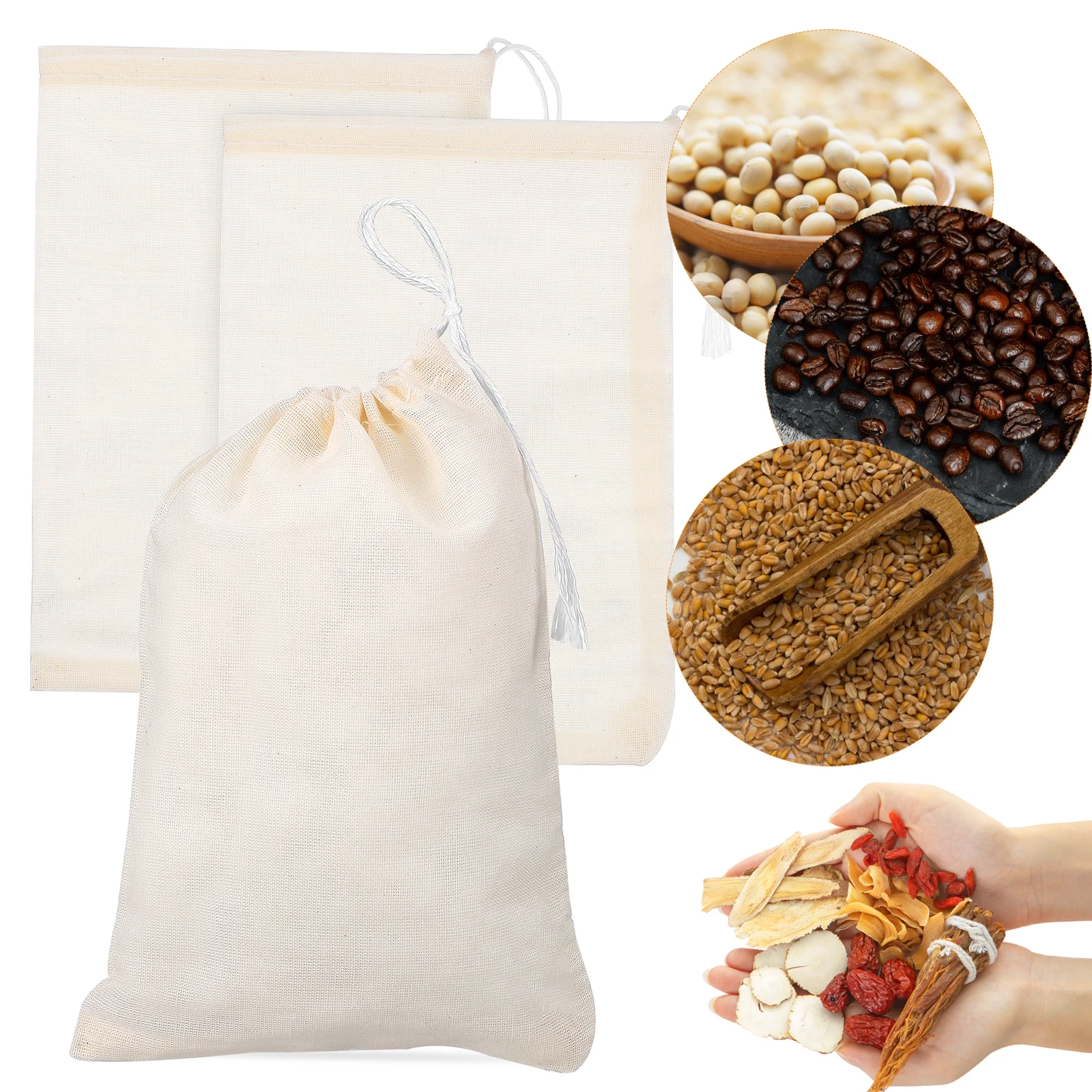 

50Pcs Chinese Medicine Bags Small Muslin Drawstring Pouches Cloth Bags Tea Storage Gift Packaging Drawstring Jewelry Pouches