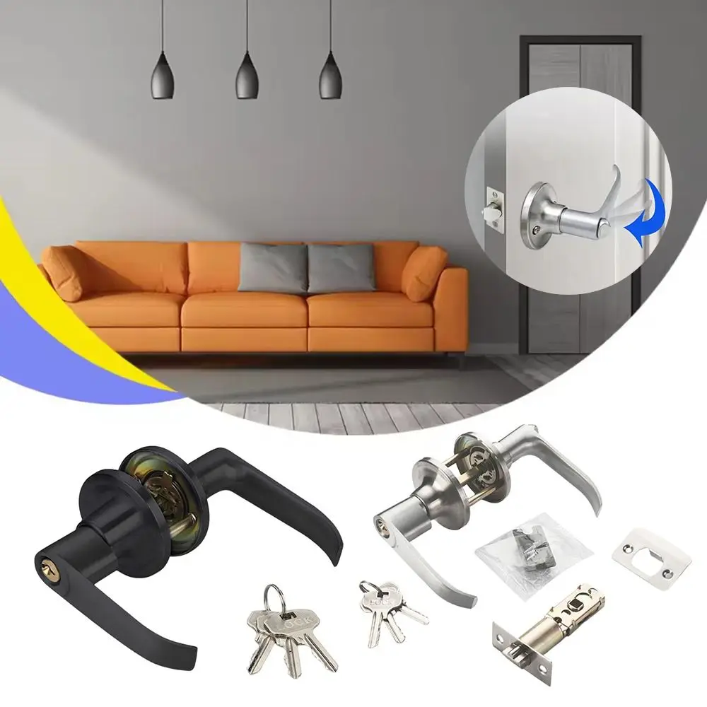 

Рычаг из цинкового сплава, дверная ручка, замок, L-ручка с 3-мя ключами, входные замки с ключом, замок для спальни, гостиной, ванной комнаты, бытовой замок