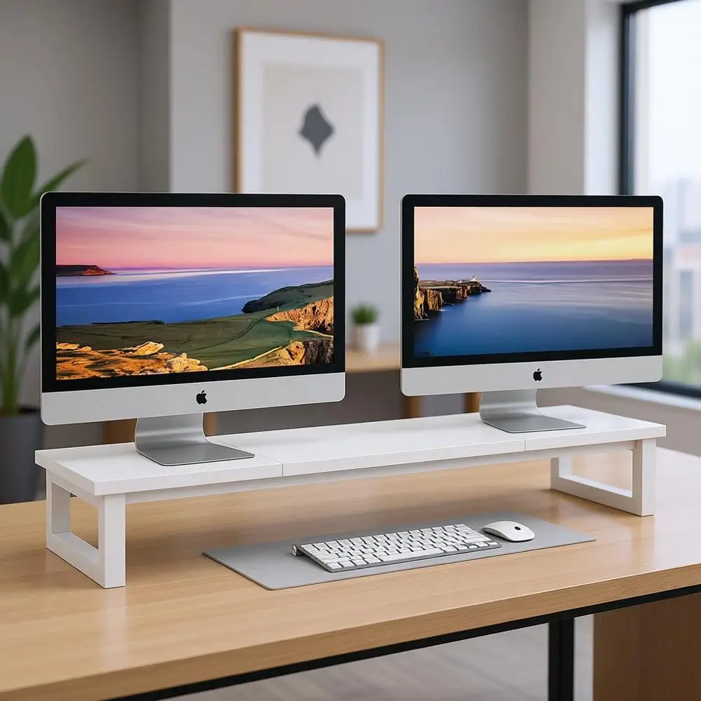 

Подставка для двух мониторов 39 дюймов, деревянный настольный органайзер для 2 мониторов, ноутбука и телевизора