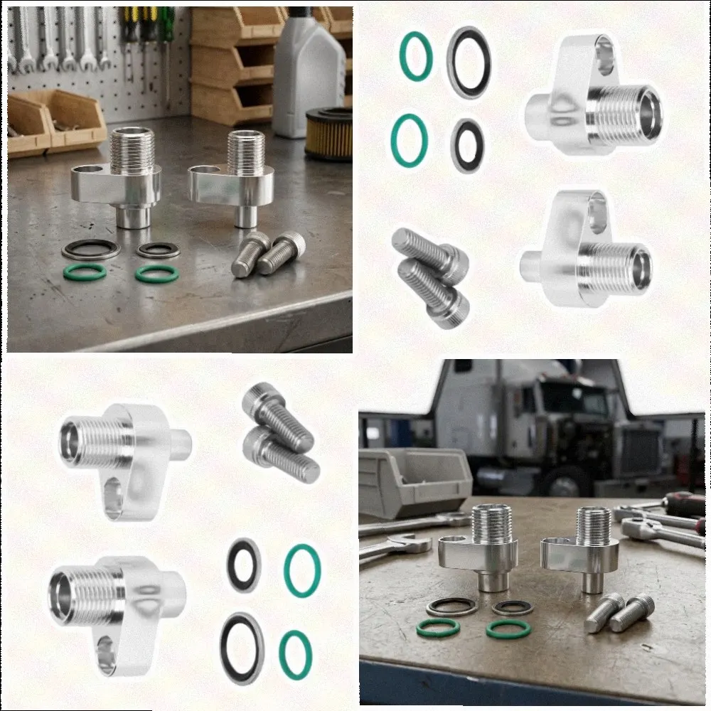 2pcs Aluminum AC Compressor Adapter Fittings for Denso 10S17F and 10S20F OEM 4511105 4511106 with Sealing Components