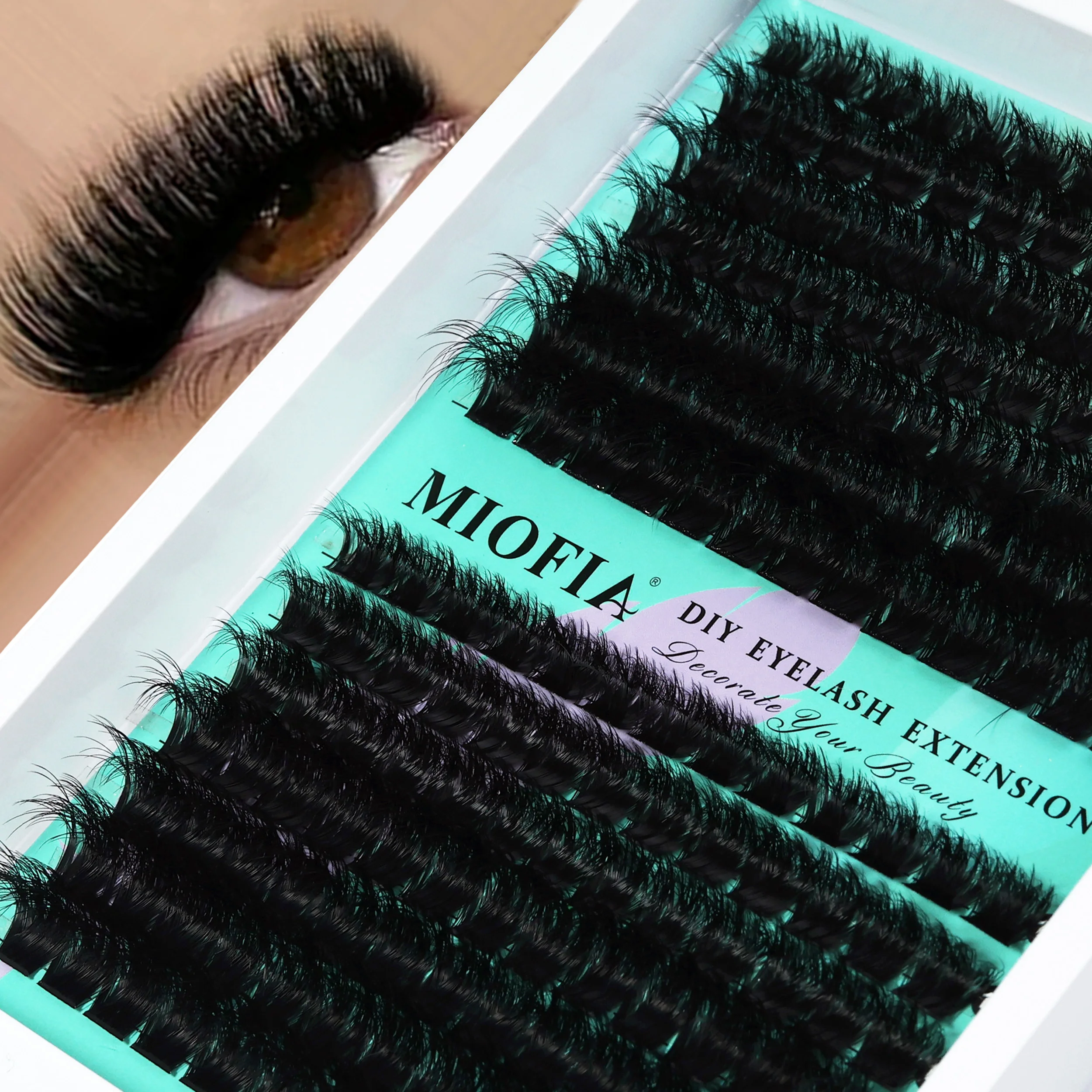 14 Rows 5D Voluminous Mink Lashes Clusters 50D-150D Thick Fluffy Lash Clusters Cat Eye Lash 10-18mm Mixed DIY Eyelash Extension