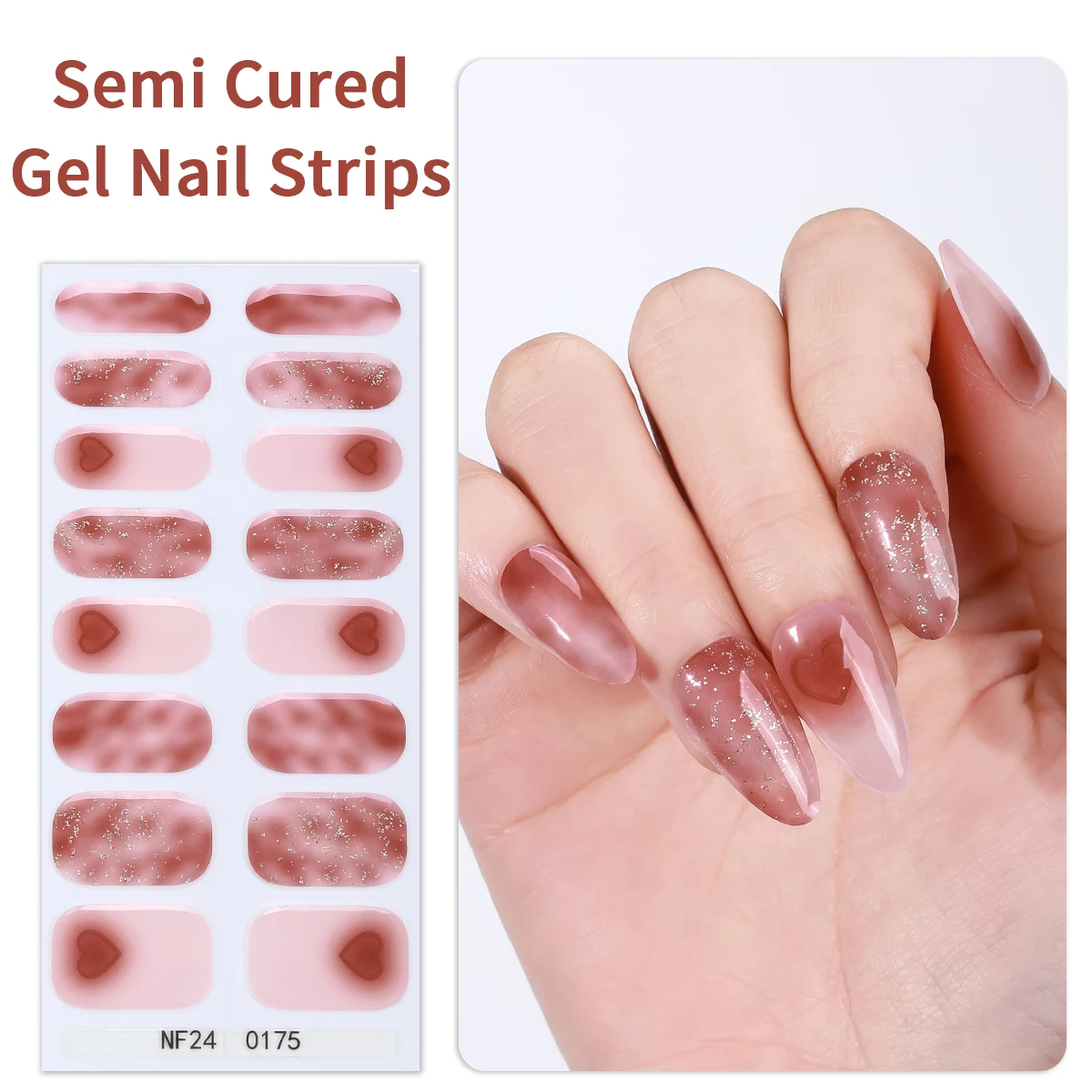 16 punte francesi semi curate gel strisce per unghie San Valentino amore gel smalto avvolge adesivo gel a copertura totale a lunga durata decorazione per unghie