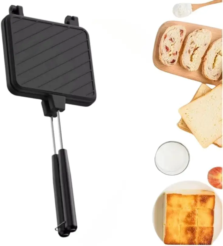 

4w1h Sandwich Maker -Sandwich Machine - Portable Non Stick Pot, Sandwich Machine, Camping Pie Iron, Double Sided Pot, Pie Iron,