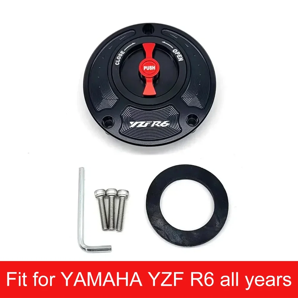 

For Yamaha YZF R6 all years Fuel Gas Tank Cap Cover CNC Aluminum Keyless Motorcycle Accessories 6 Colors