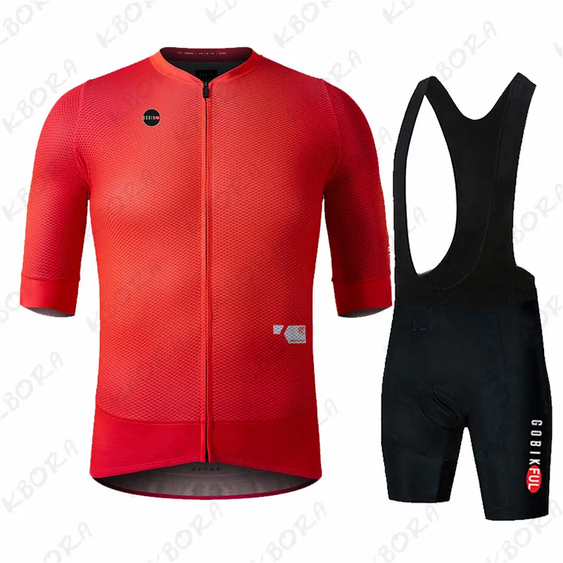 KBORA-Conjunto de ropa de Ciclismo profesional para Hombre, Maillot de manga corta con pechera, color negro, 2023