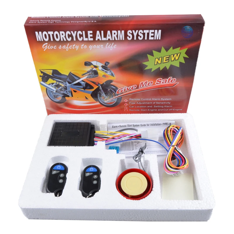 12V Motorcycle Alarm Anti-theft Sound Light Security Vibration System 125db  Remote Control Key Shell  Engine Start Motorcy