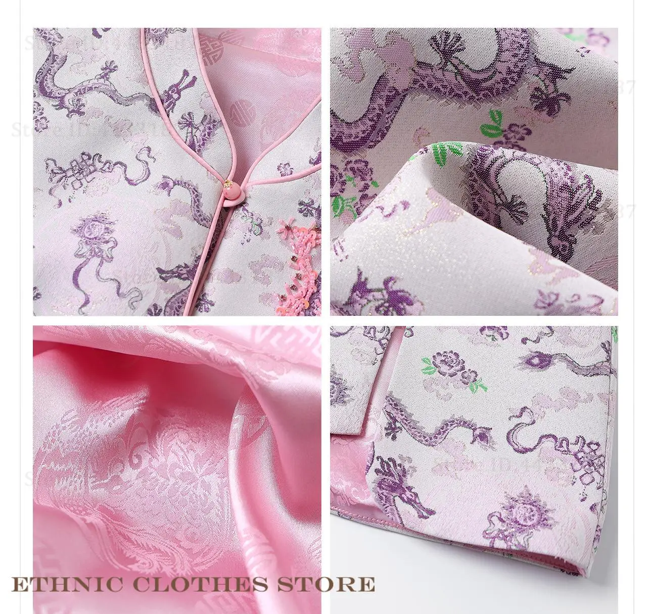 النمط الصيني تانغ الملابس سترة علوية فاخرة الديباج التنين Hanfu صدرية خمر طوق سترة زي التقاليد زر أبلى