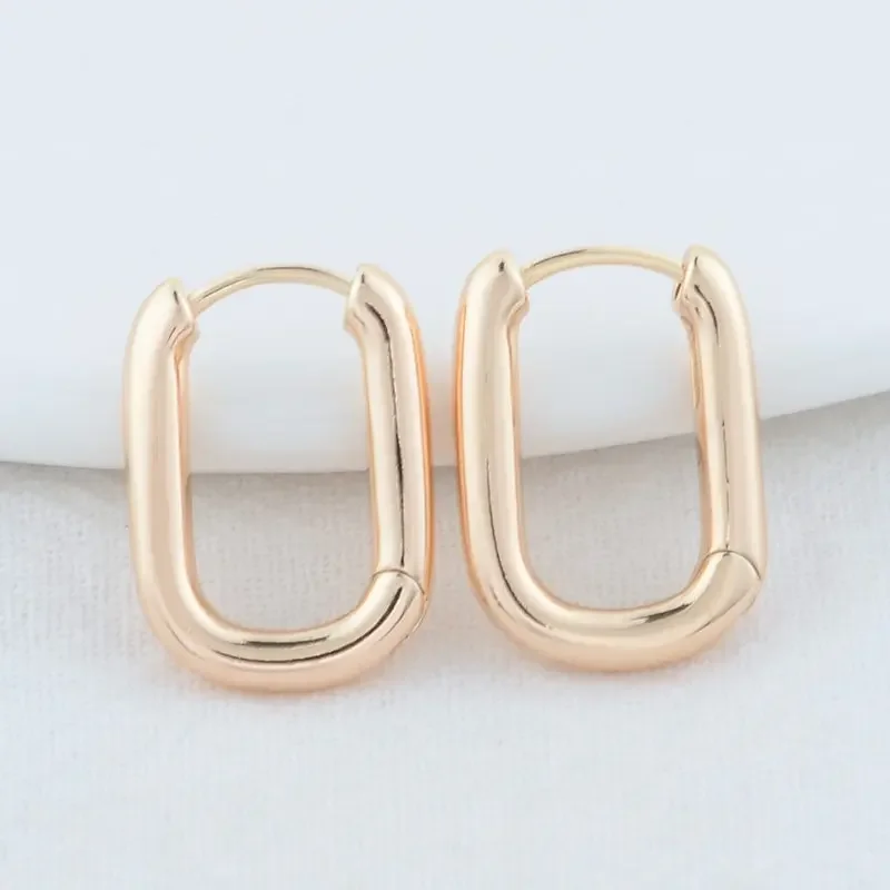 

14.5*20MM 14K Gold Color Brass Rectangle Earrings Hoops High Quality Jewelry Making Supplies Diy Findings Accessories