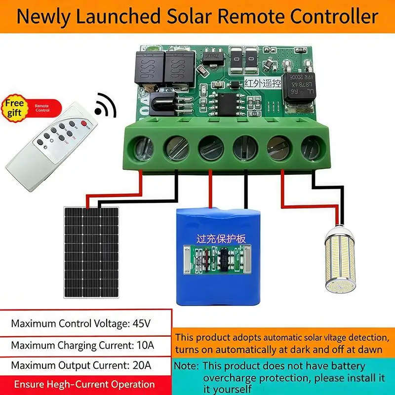 Remote Control Function Solar Street Light Control Circuit Board DC 6-45V Fully Automatic Light Drive Control Board LED Light