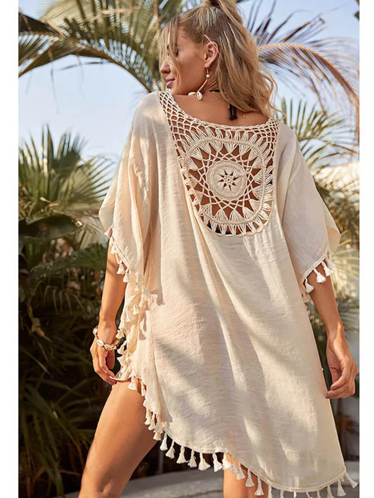 Vestido playero con estampado de girasoles para mujer, traje de baño Sexy, camisa de playa, 2023