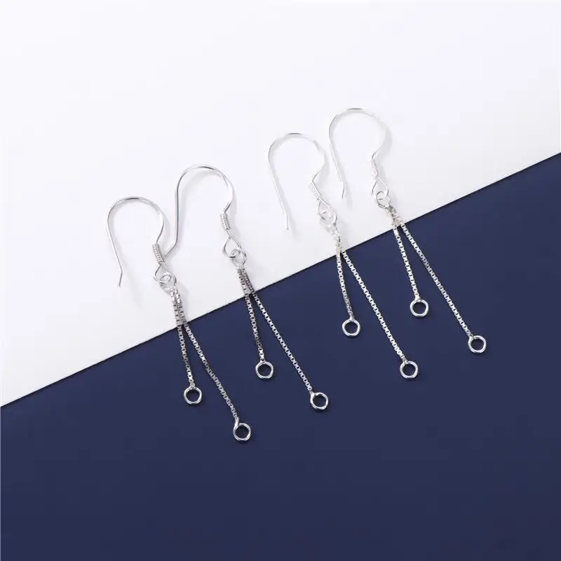 1 pair Fashion 100% 925 Sterling Silver Earring Hooks Dangle Tassel Connectors Earring Wire DIY Fancy Jewelry Making Findings