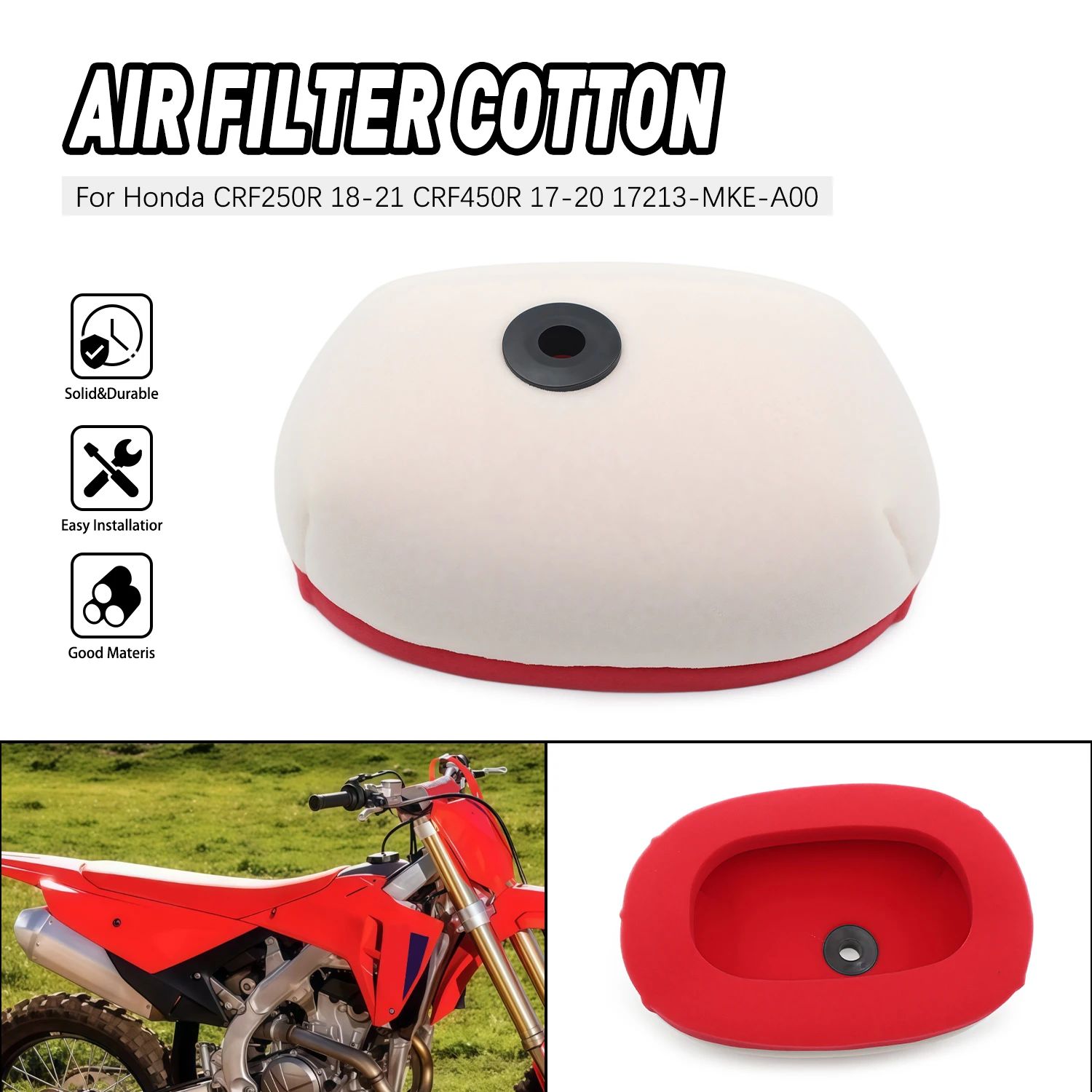 

Intake Air Filter For HONDA CRF250R 18-21 CRF450R 17-20 17213-MKE-A00 Foam Sponge 17213-K95-A60 Motorcycle Parts