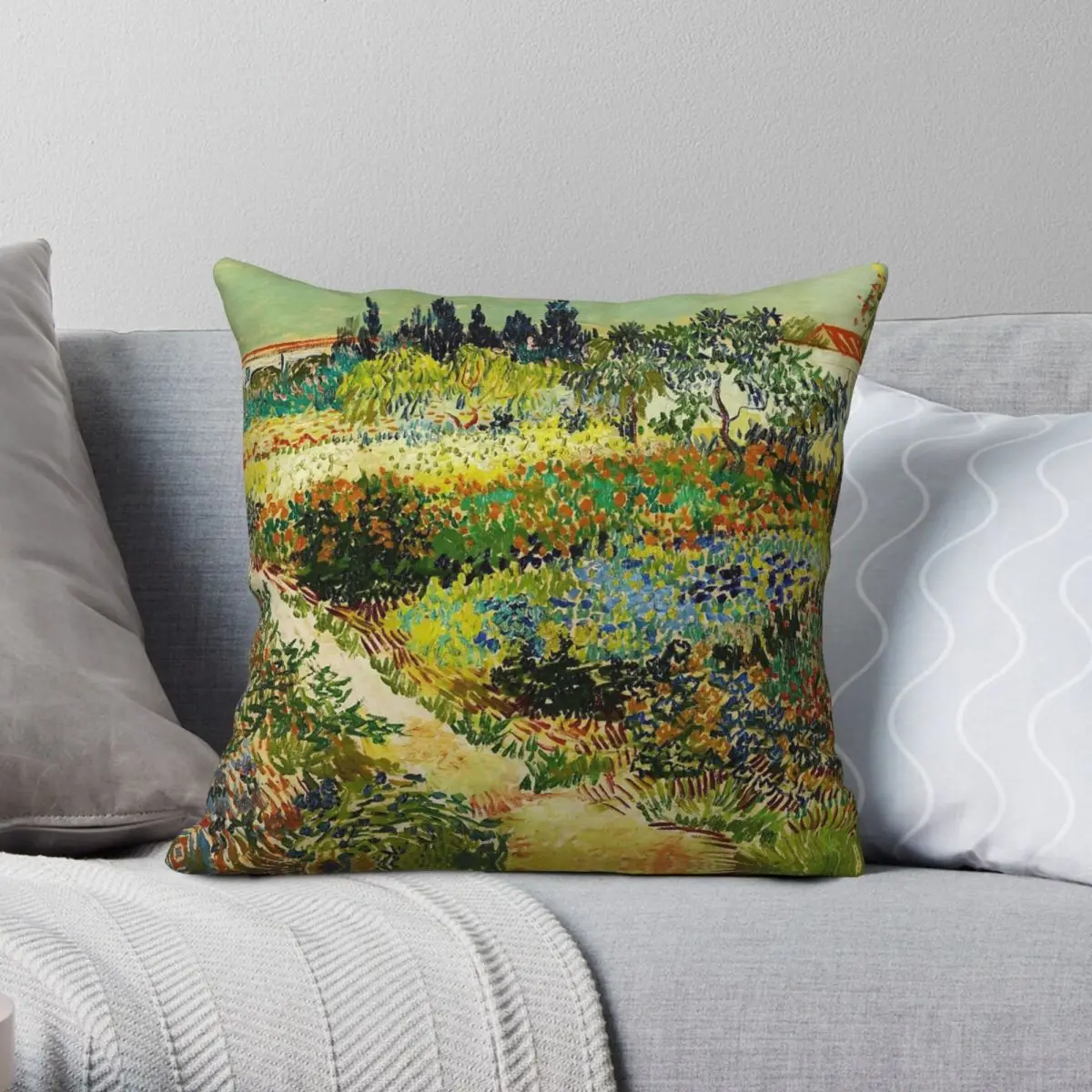 

Van Gogh Garden At Arles Pillowcase Polyester Linen Velvet Pattern Zip Decorative Pillow Case Sofa Cushion Cover