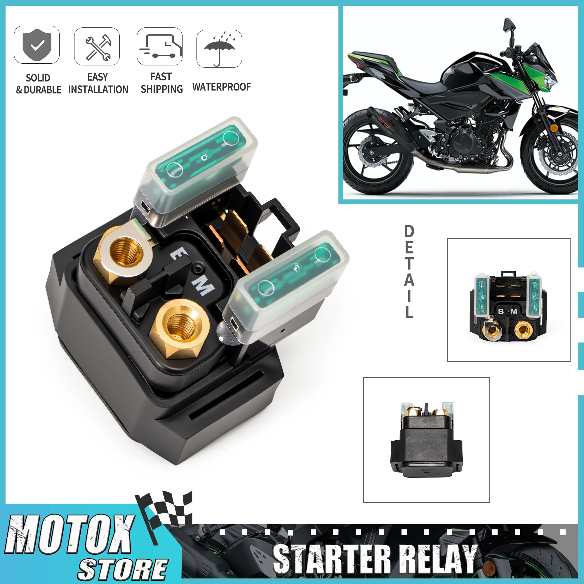 Motorcycle Starter Relay Solenoid Fit for Kawasaki Ninja 500 400 300 Versys 650 Versys-X 300 ER-6F ER-6N ZX-4R Z500 Z400 Z300