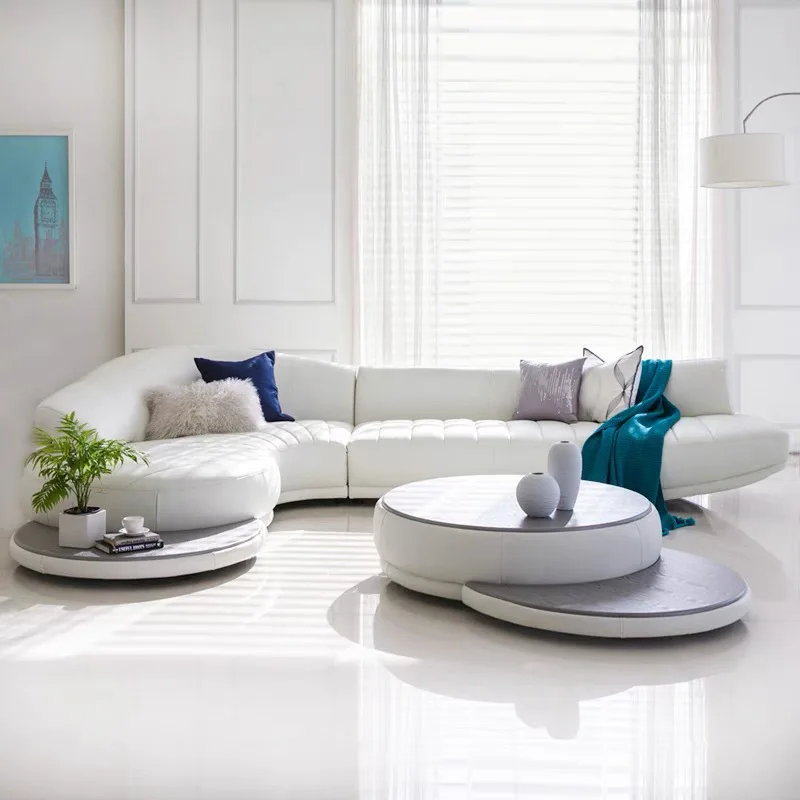 

Italian light luxury living room first layer leather sofa combination club creative leisure sofa curved office sofa wholesale