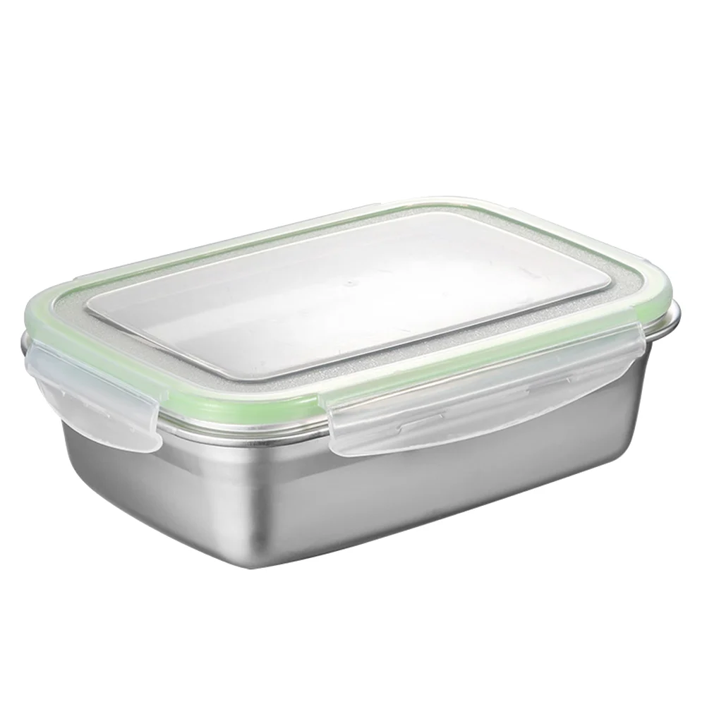 Stainless Steel Lunch Box Sealing Crisper Heat Insulation Food Container for Home Office (Green, 550ML)