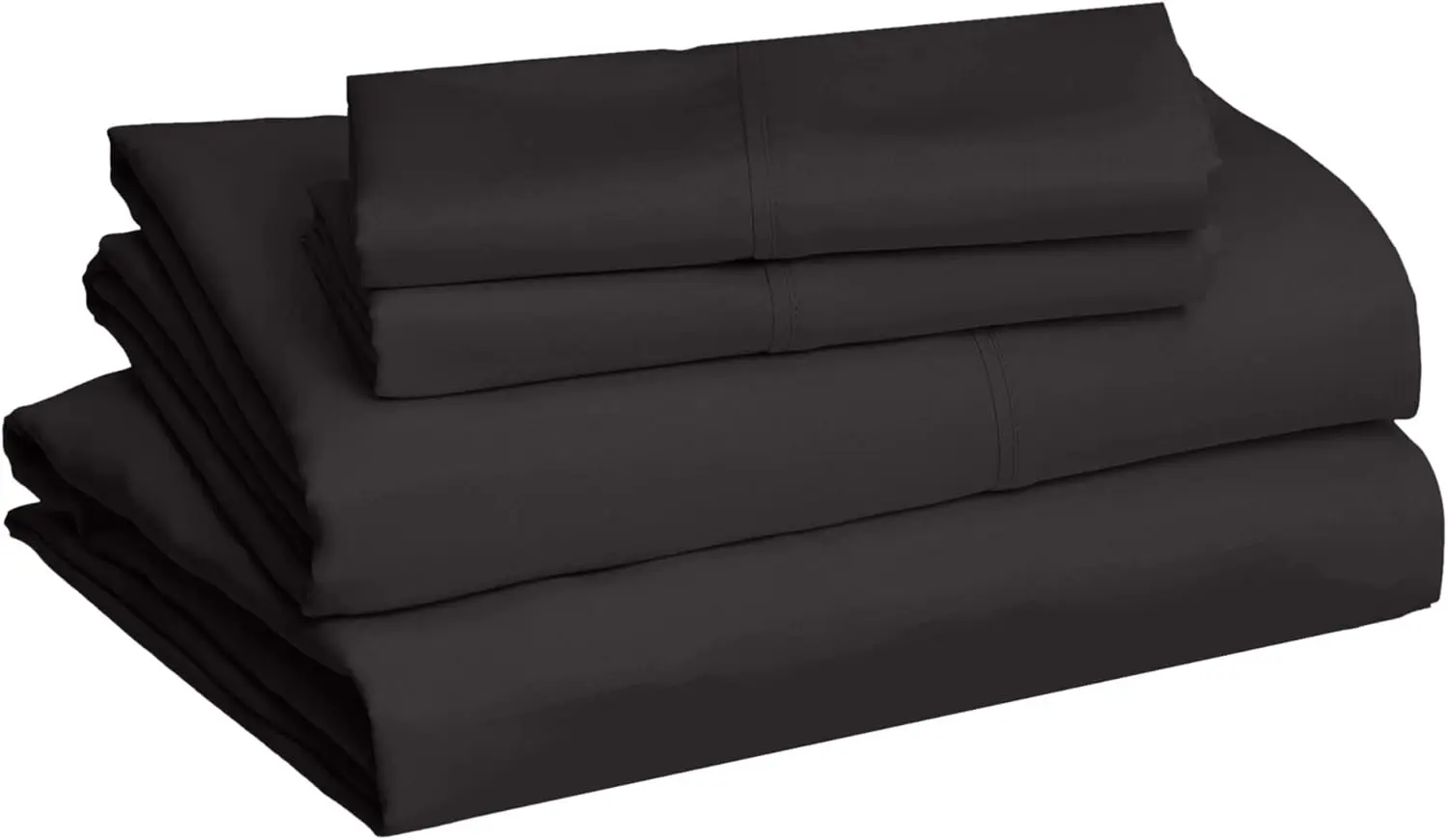 Lightweight Super Soft Easy Care Breathable Microfiber 4 Piece Bed Sheet Set with 14-Inch Deep Pockets, Full, Black, Solid