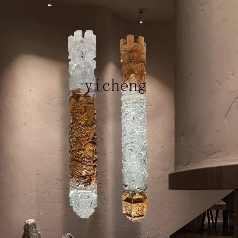 bj-11 wood carving pillar transparent resin pendant hanging air porch decoration crafts