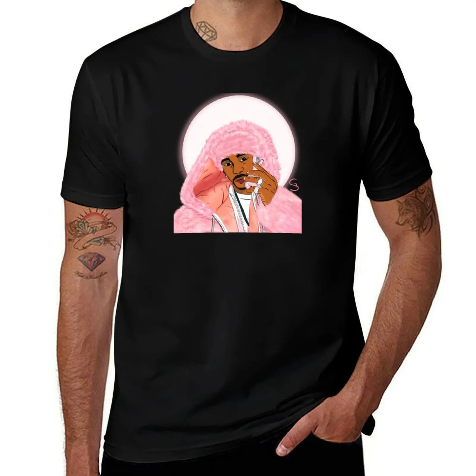 Pink Fur Cam'Ron Sticker T-Shirt Christmas Theme Tee Top