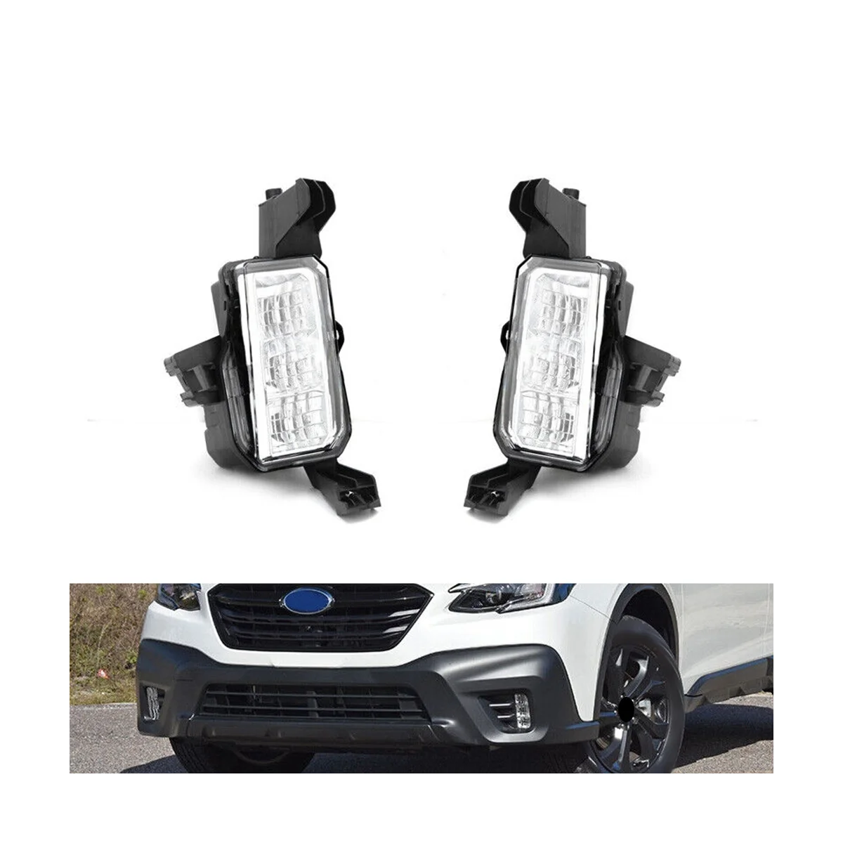 Car Front White LED Daytime Running Lights Fog Lights Front Bumper Bar Lights for 2020-2022 Subaru Outback