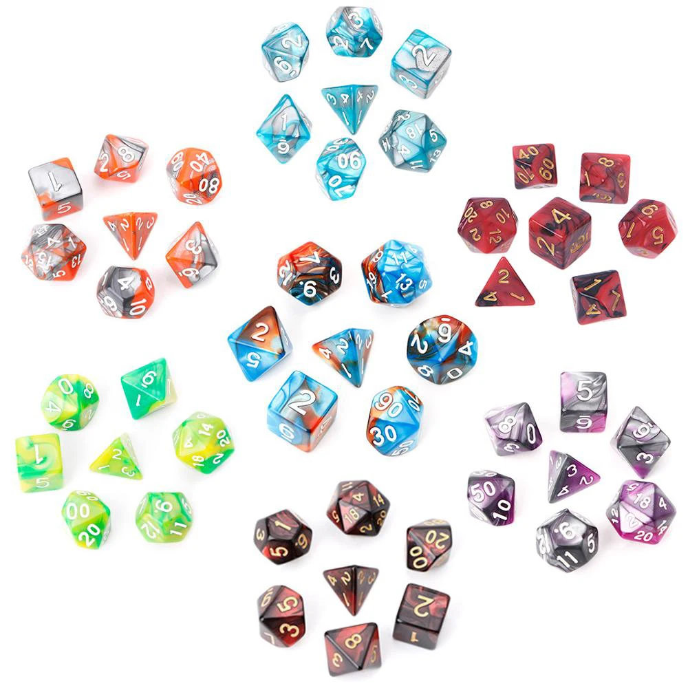 for RPG Dungeons D4 D6 D8 D10 D12 D20 for RPG DnD Playing Games Double-Colors Polyhedral Dice Mixed Color Dice Acrylic Dice