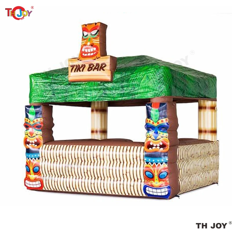 

New Design Outdoor Opened Inflatable Tiki Bar with Palm Tree Portable Inflatable Drinking Bar Serving Bar For Summer Beach Party