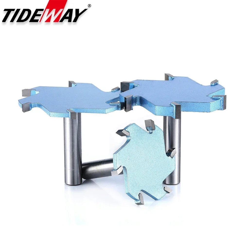 Tideway 1/2 Shank 6 Flutes Blades Groove Slotting Milling Cutter CNC Tool For Hard Wood T Slot Cutters  Woodworking Router Bit