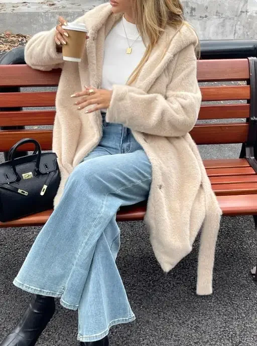 

Y2K Spicy Girl Style Plush Long Sleeve Coat for Women's Clothing 2025 Autumn & Winter Female Fashion Thermal Warm Casual Jackets
