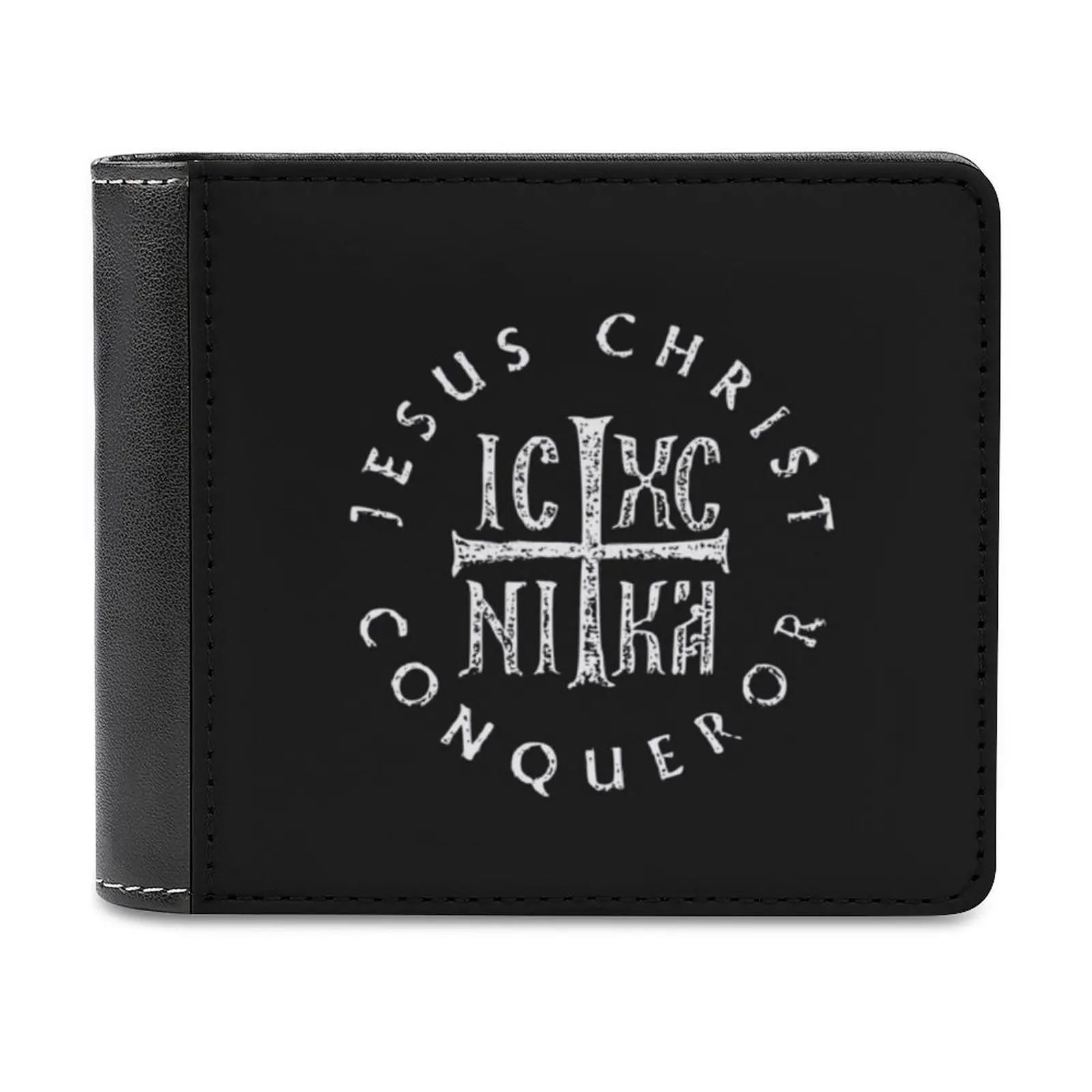 

Xc Nika Cross Christogram Orthodox Christian Men Wallet Pu Leather Short Male Purses Credit Card Wallet For Men Money Bag