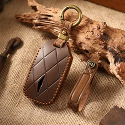 New Leather Car Key Cover Smart Remote Fobs Case Auto Accessory For Hyundai Genesis G80 2023 2024 2025 G70 G90 G90RS4 GV60 GV80