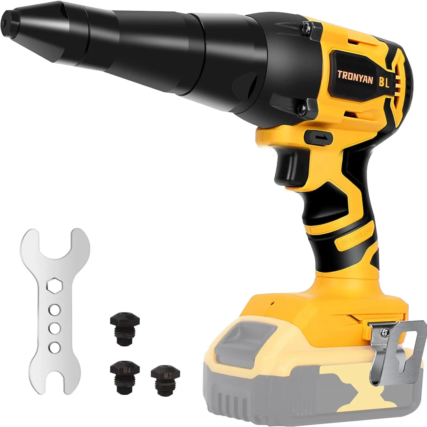 Pistola per rivetti senza spazzole senza fili per rivetti da 1/8", 5/32", 3/16", compatibile con batteria Dewalt 20V MAX (strumento nudo)