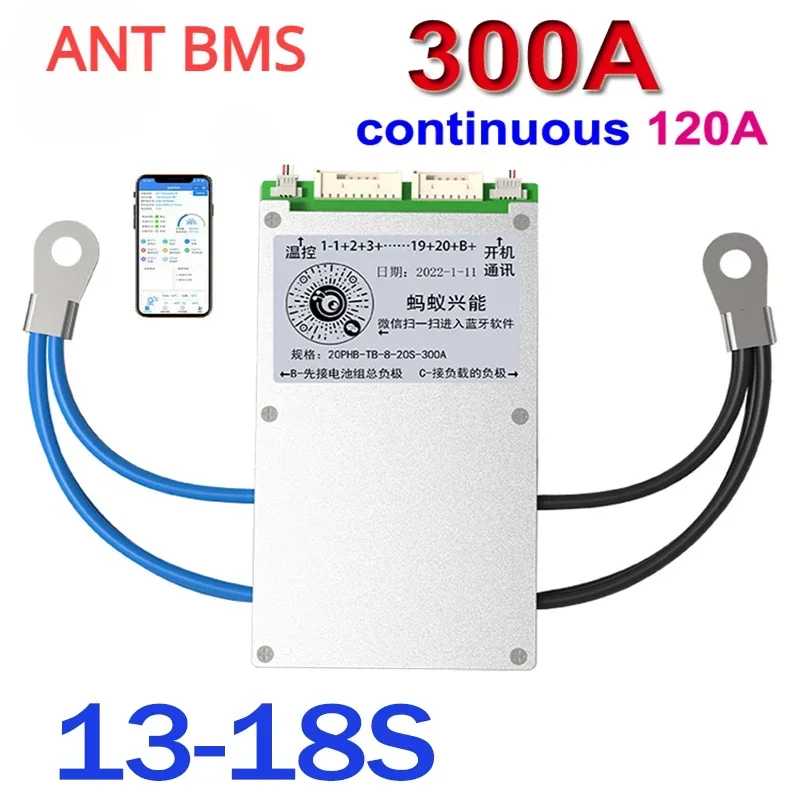 

Ant BMS Bluetooth Smart BMS Balance Li-Ion LiFePo4 LTO Battery 18650 Battery Ebike Protection Board 13S 14S 15S 16S 17S 18S