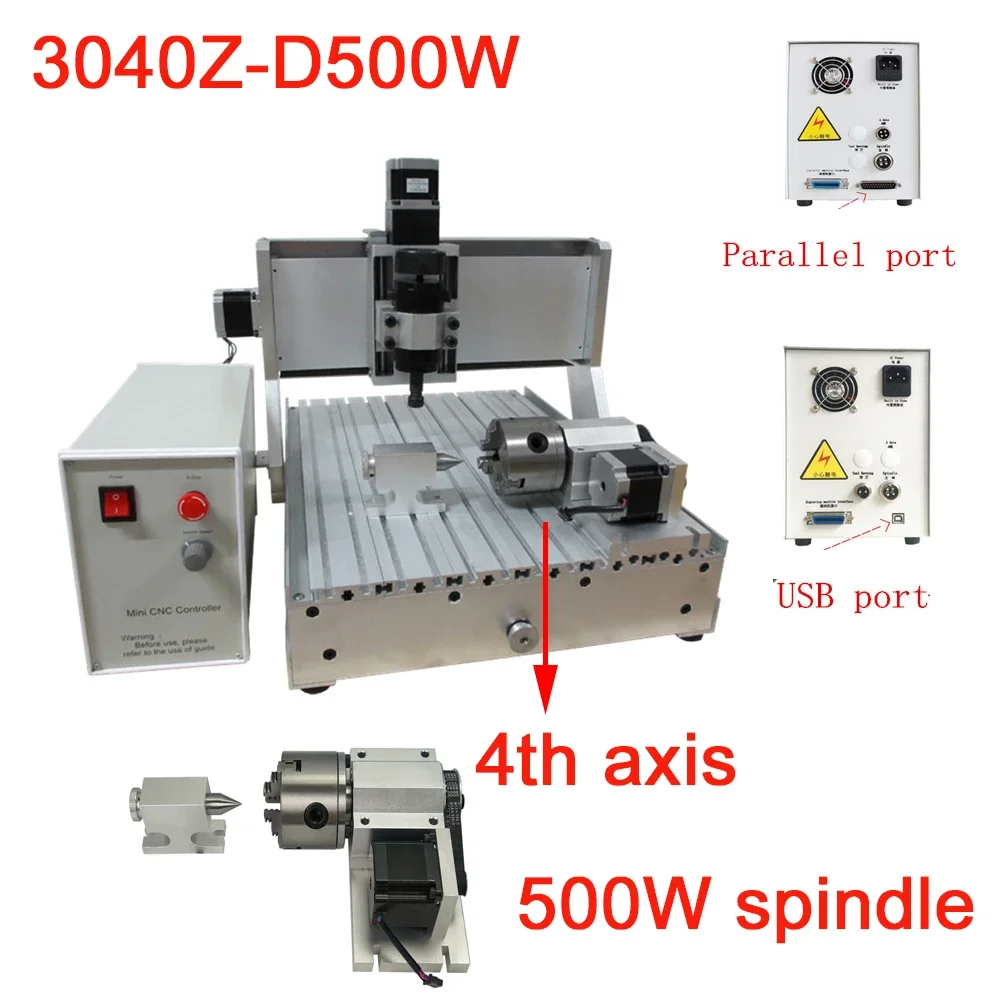 

LY CNC Router Engraver 3040Z 500W Spindle CNC Drilling and Milling Carving Machine for Wood Metal 3 Axis 4 Axis Optional